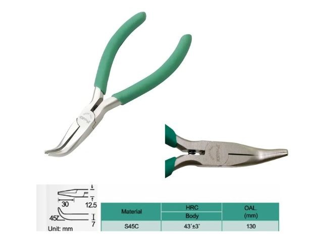 &u+ PINZA PUNTA CURVA 130MM PROSKIT (1PK-055S)