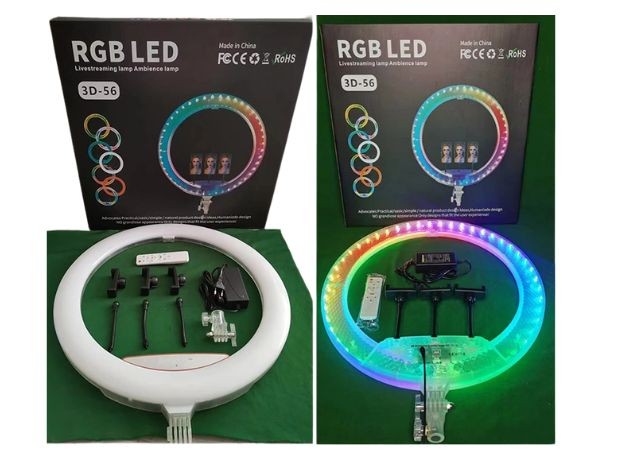 &u+ ARO DE LUZ LED SELFIE CELULAR RGB 56 CM 3D-56