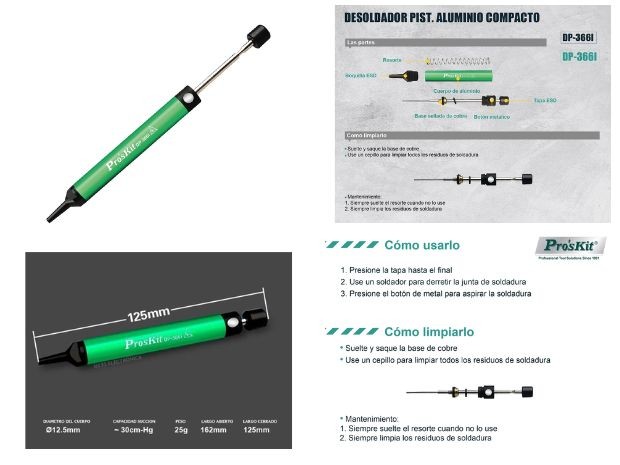 &u+ DESOLDADOR A PISTON ALUMINIO COMPACTO PROSKIT  (DP-366I)