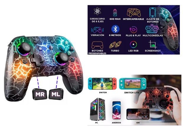 &u+ JOYSTICK NINTENDO SWITCH RGB CRAKELADO (98954)