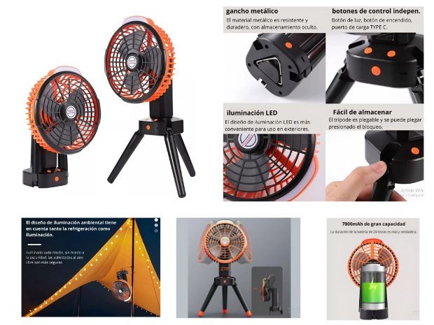 &u+ VENTILADOR PORTATIL PARA CAMPING FS-X6