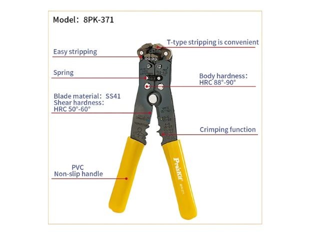 &u+ PINZA CRIMPEADORA PELACABLE PROSKIT 8PK-371 (RPZA00087)