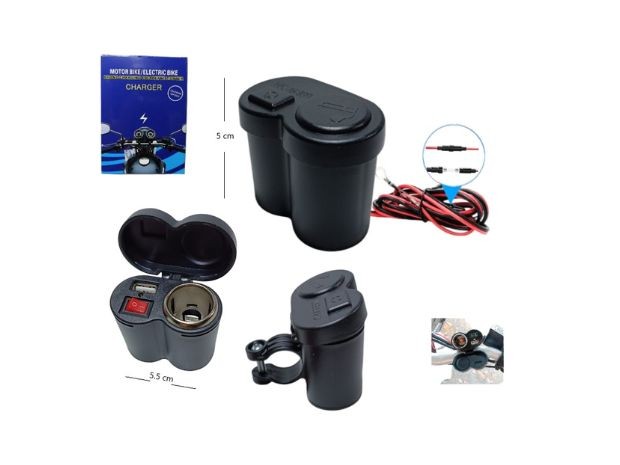 &u++ CARGADOR MOTO ENCENDEDOR C/USB 12V AV2722
