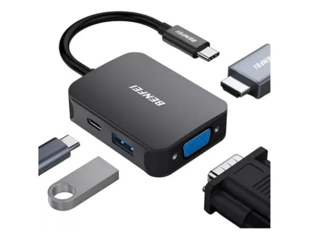 &u++ HUB TIPO C + HDMI + VGA + USB 2.0 X 2+USB 3.0 + PD BF-310