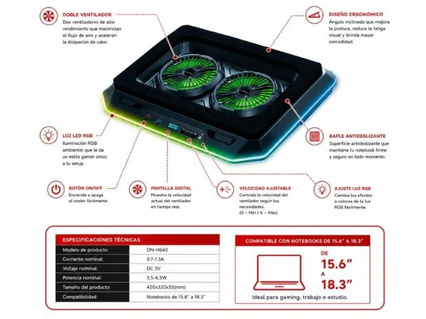 &ua SOPORTE UNIVERSAL MESA HUB + RGB + SOPORTE CELU DN-H640