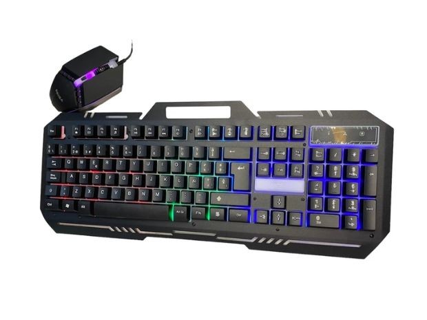 &ua KIT TECLADO PC + MOUSE ILUMINIADO DN-K77