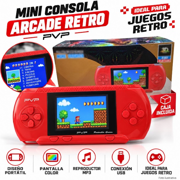 &ua MINI CONSOLA ARCADE RETRO PVP