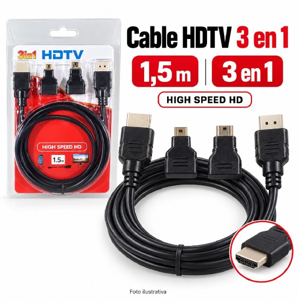 &ua CABLE HDMI 3 EN 1 FULL HDTV (47008)