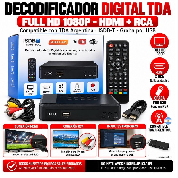 &ua SMART TV DECODIFICADOR U-006 TDA TV 