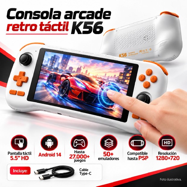 &ua MINI CONSOLA ARCADE RETRO TACTIL K56