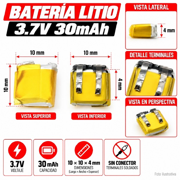 &ua BATERIA AURICULAR DRON PARLANTE 3.7V 40MHA 401012