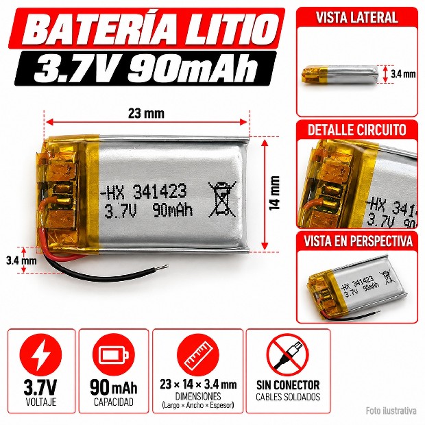 &ua BATERIA AURICULAR DRON PARLANTE 3.7V 1000MAH 803040