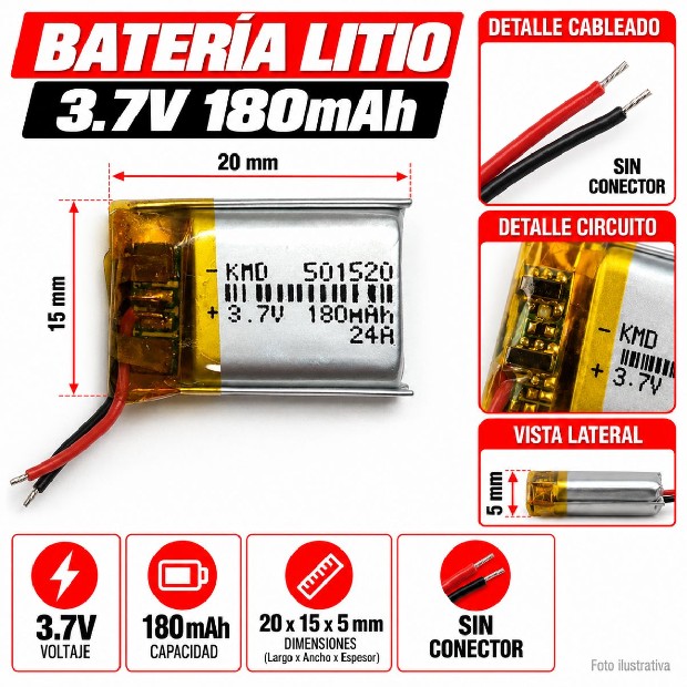 &u+ BATERIA AURICULAR DRON PARLANTE 3.7V 200MHA 402030