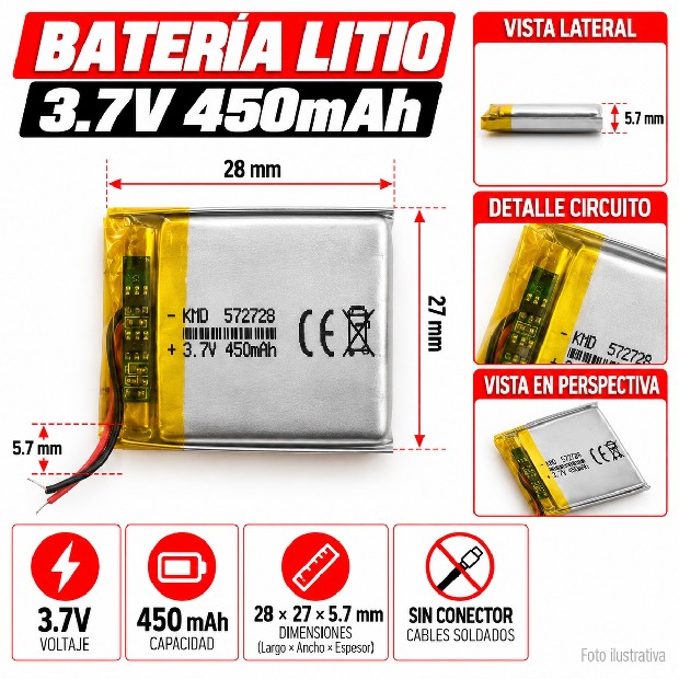 &ua BATERIA AURICULAR DRON PARLANTE 3.7V 400MAH 582728
