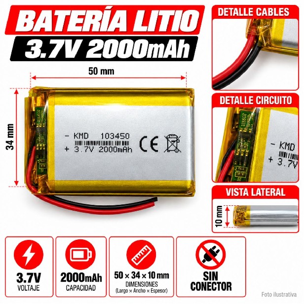 &ua BATERIA AURICULAR DRON PARLANTE 3.7V 2000MAH 103450