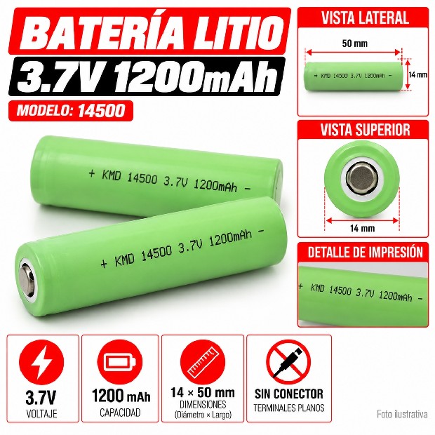 &ua BATERIA PILA RECARGABLES 14500 VERDE