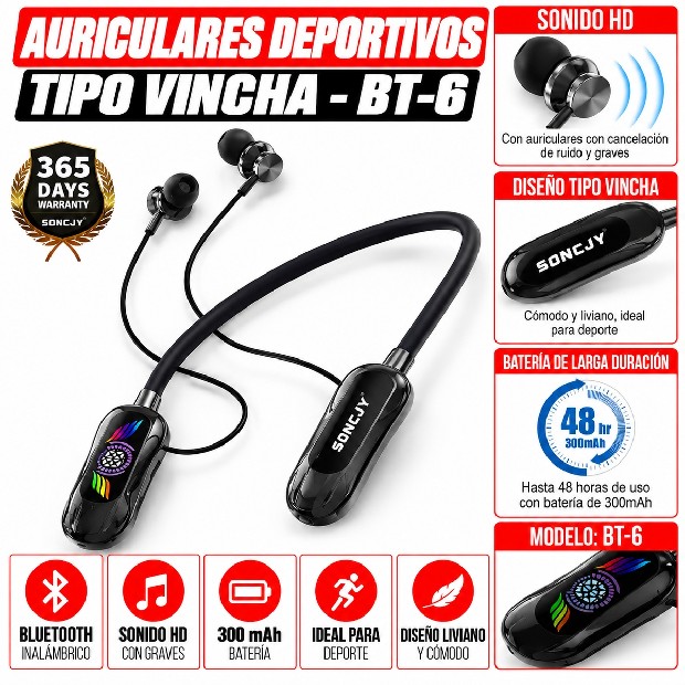 &ua AURICULAR BT BLUETOOTH SPORT BT-6 (4406)