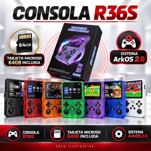 &ua MINI CONSOLA ARCADE R36S