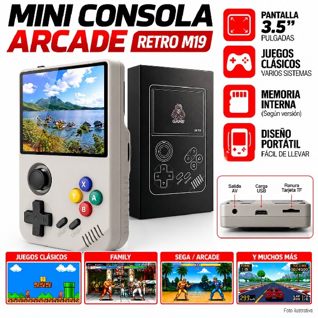 &ua MINI CONSOLA ARCADE RETRO M19