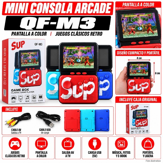 &ua MINI CONSOLA ARCADE QF-M3