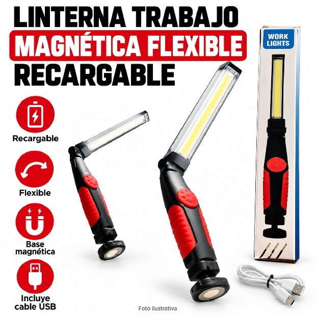 &u++ LINTERNA TRABAJO MAGNETCA FLEXIBLE RECARGABLE
