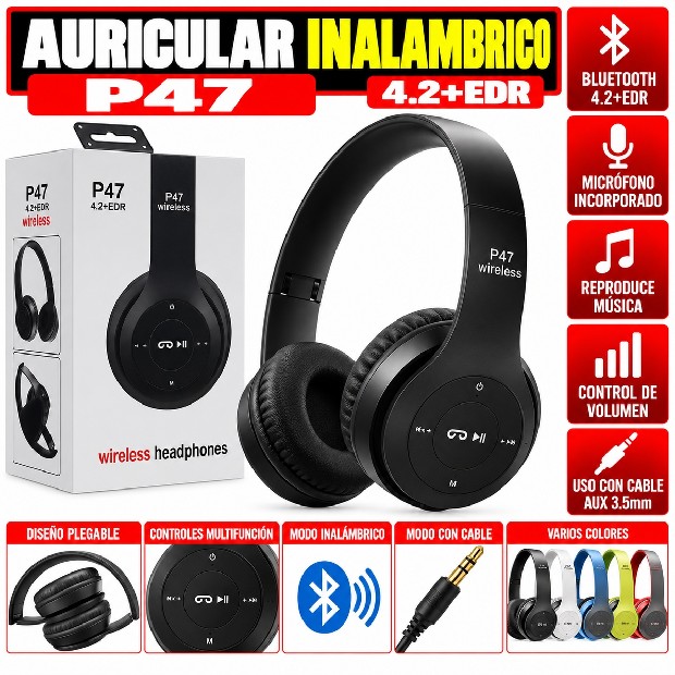 &ua AURICULAR BLUETOOTH BT P47 MICRO SD MP3